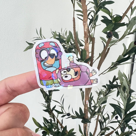 Here Come the Grannies Holographic Glass Sticker