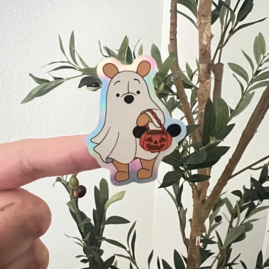 Spooky Bear Holographic Sticker