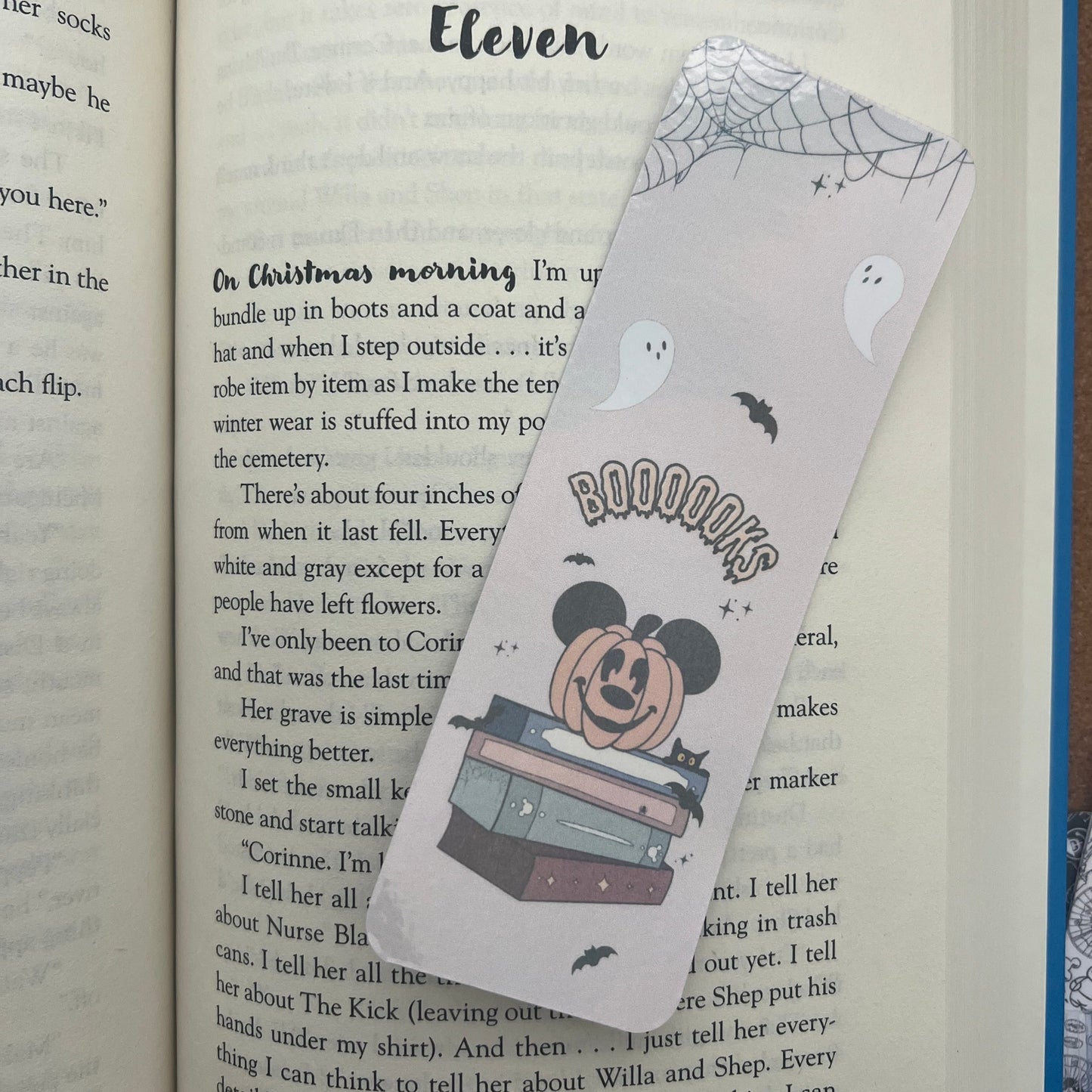 pumpkin mouse book stack bookmark